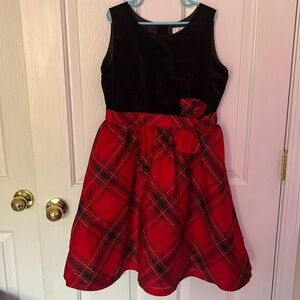 Gymboree Dressed Up Girls Holiday Dress Red Black Plaid Size 10